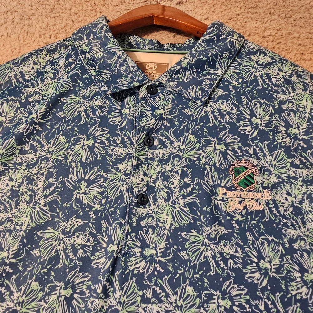 Ahead Performance Mens SIze XL Blue Floral Providence Golf Club Polo Shirt SS